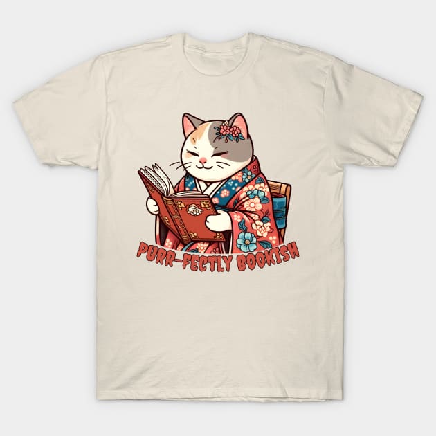 Reading cat T-Shirt by Japanese Fever